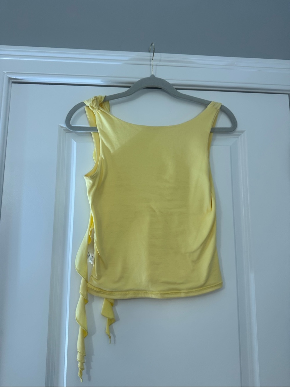 Sunny Yellow One-Shoulder Tie-Accent Crop Top